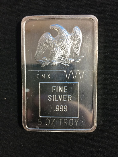 CMX 5 Troy Ounce .999 Fine Silver Eagle Bullion Bar