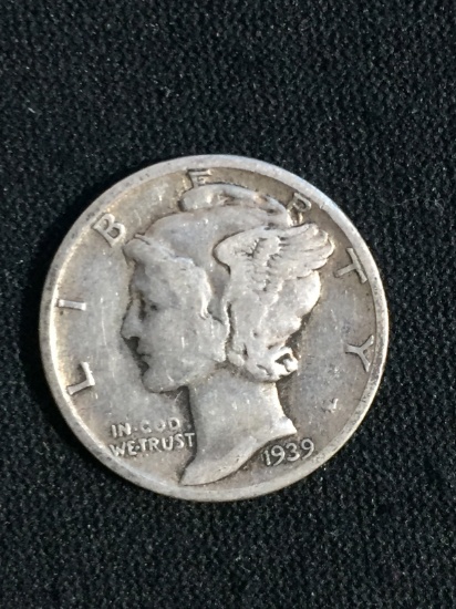 1939 United States Mercury Dime - 90% Silver Coin