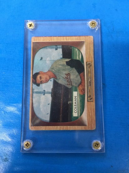 1955 Bowman #3 Joe Coleman Orioles in Screwdown Holder