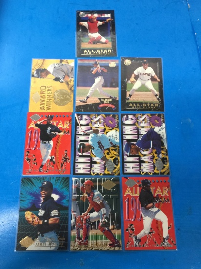 10 Card Lot of 1990's Baseball Card Insert Cards with Stars