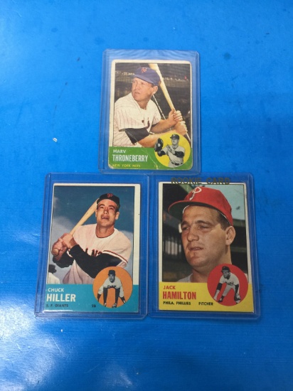 3 Card Lot 1963 Topps Baseball Cards