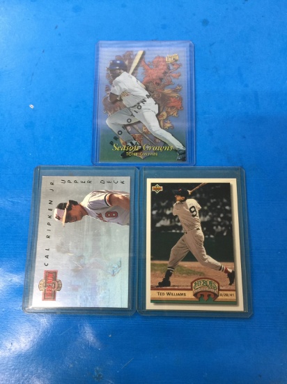 1990's Insert Cards of Cal Ripken Jr., Ted Williams & Tony Gwynn - Hard to Find!