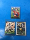 3 Card Lot of Hand Signed Football Autographed Cards - Norm Johnson, John Friesz & Derrick Mayes