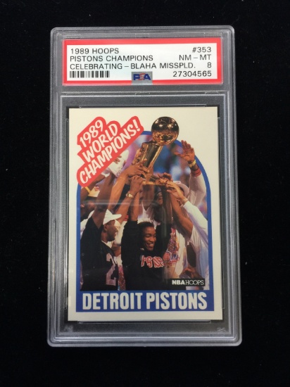 PSA Graded 1989-90 Hoops Pistons Champions Basketball Card - NMMT 8
