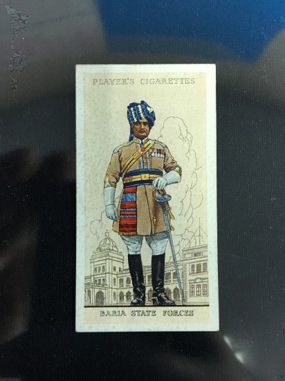 1938 John Player Cigarettes Military Uniforms of British Empire Baria State Forces Tobacco Card