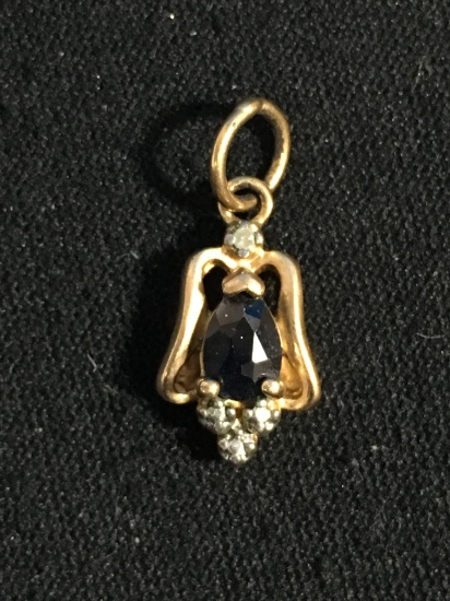 Sapphire & Diamond Sterling Silver Pendant
