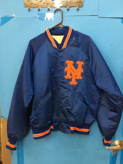 Vintage 1980's Starter New York Mets Vinyl Jacket (Tear on Shoulder) - Size Medium