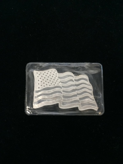 1 Troy Ounce .999 Fine Silver Sunshine Minting Waving American Flag Silver Bullion Bar