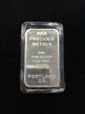 5 Troy Ounce .999 Fine Silver AAA Precious Metals Silver Bullion Bar