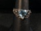 Vintage Sterling Silver & Heart Shaped Blue Topaz Ring - Size 6.5