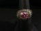 Designer KL Sterling Silver & Pink Gemstone Ring - Size 7