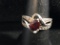 Designer Sterling Silver & Red Garnet Heart Ring - Size 6.5