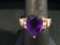Large Purple & White Gemstone Sterling Silver Cocktail Ring - Size 7.5