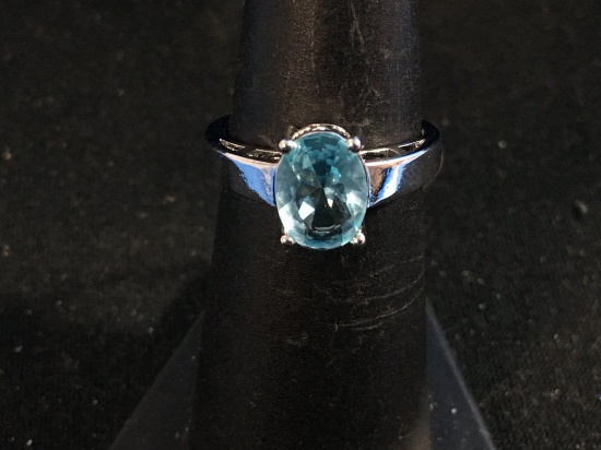 NEW Sterling Silver & Blue Topaz Ring - Size 6