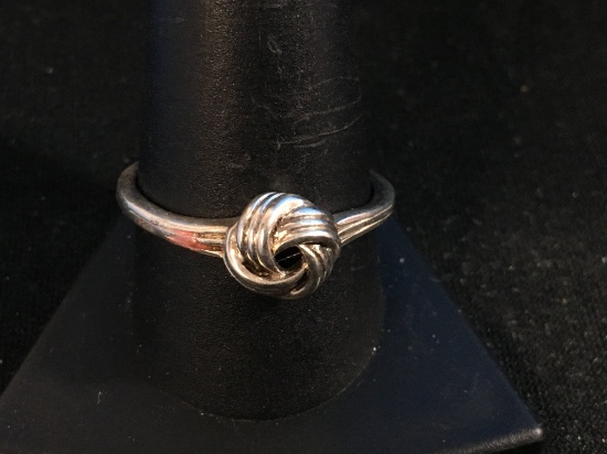 RJ Sterling Silver Unique Knot Tied Ring - Size 10.75