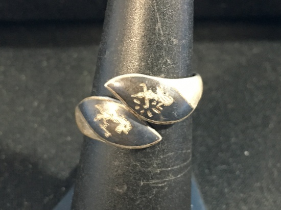 Siam Sterling Silver & Enanel Adjustable Ring