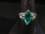 Aqua Colored Gemstone Set In Sterling Silver Ring - Size 8.75