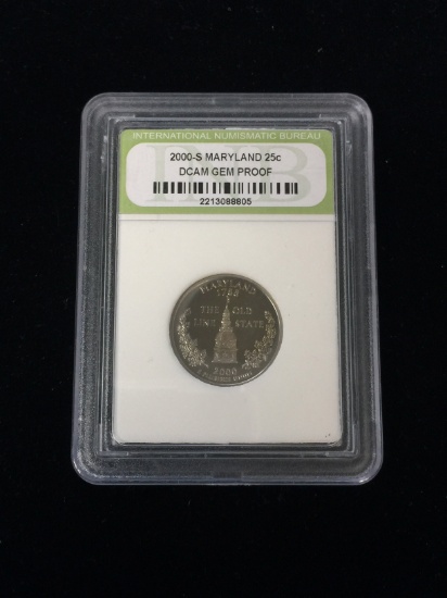 INB Slabbed 2000-S Maryland State Quarter - DCAM Gem Proof Coin