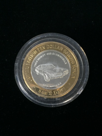$10 Gaming Token .999 Fine Silver Limited Edition -Sam's Town w 1969 Oldsmobile