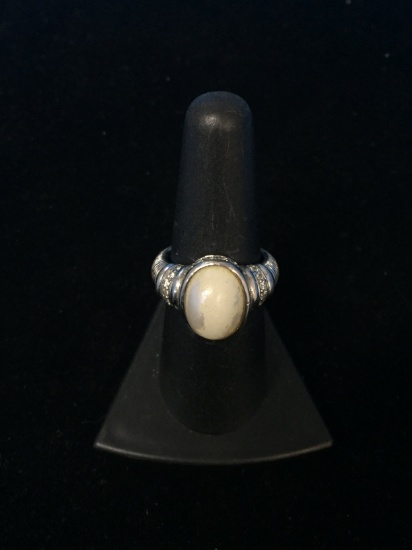 Judith Ripka Pearl Style Stone Sterling Silver Ring - Size 6.75 - 6g