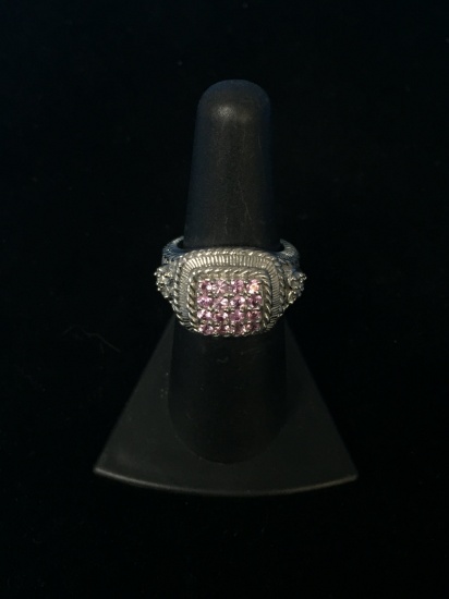 Beautiful Pink Ice & White CZ Judith Ripka Sterling Silver Ring Sz 6 - 10g