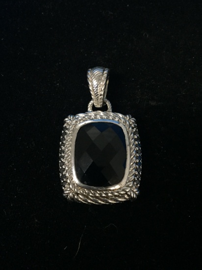 Amazing Black Onyx & CZ Large Judith Ripka Pendant Enhancer - 14g