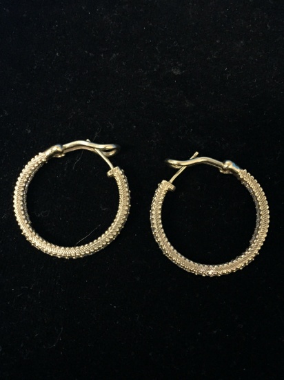 Judith Ripka Inside Out Sterling Silver & CZ Hoop Earrings - 8g