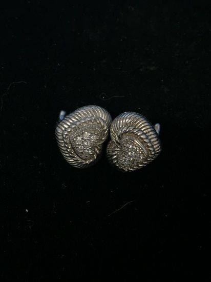 Judith Ripka Sterling Silver & CZ Heart Stud Earrings - 10g