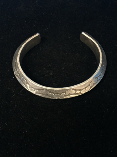 BONUS: Heavy Native American Sterling Silver Concho Style Cuff Bracelet - 50g