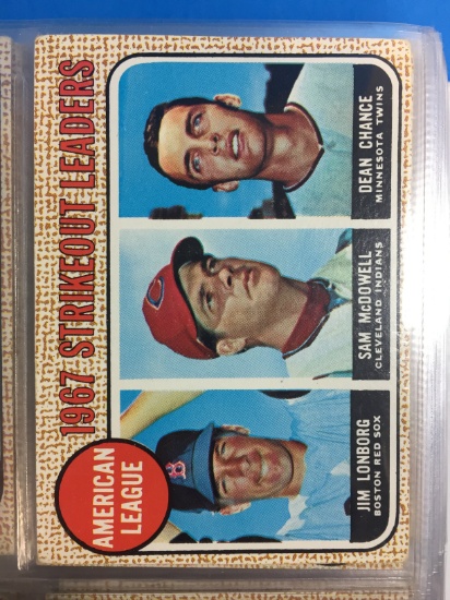 1968 Topps #12 AL Strikout Leaders - Dean Chance