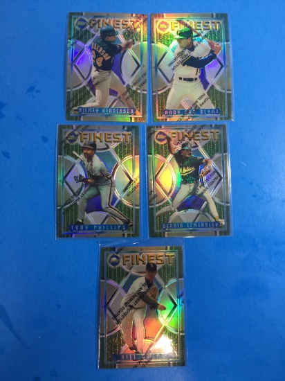 5 Card Lot of 1994 Finest Refractors - Rickey Henderson & more! - RARE