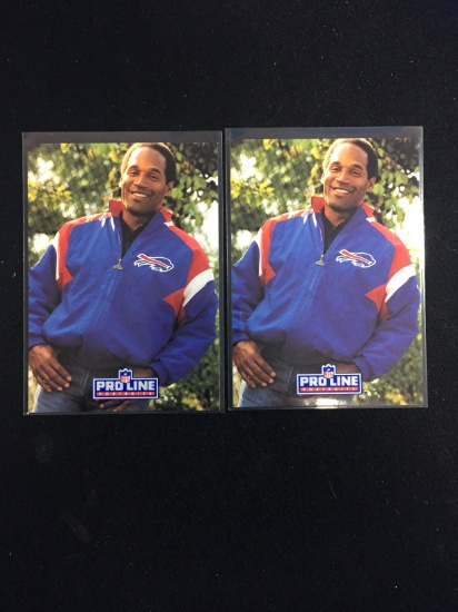 2 Card Lot of 1991 Pro Line Portraits O.J. Simpson Bills Football Cards