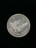 1 Troy Ounce .999 Fine Silver Eagle & American Flag Silver Bullion Round Coin