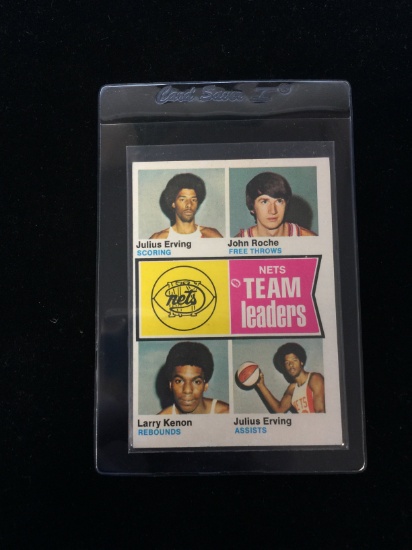 1974-75 Topps #226 Nets Team Leaders Julius Erving Dr. J Basketball Card