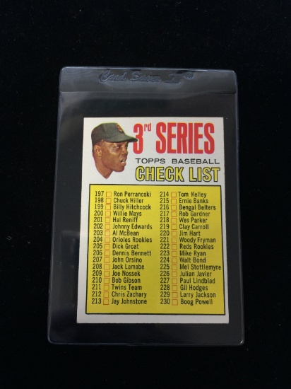 1967 Topps #191 3rd Series Checklist - WILLIE MAYS Baseball Card