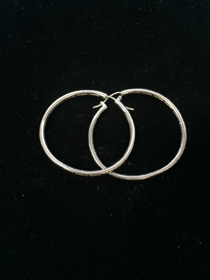 Inside Out Diamond Lined Sterling Silver Hoop Earrings