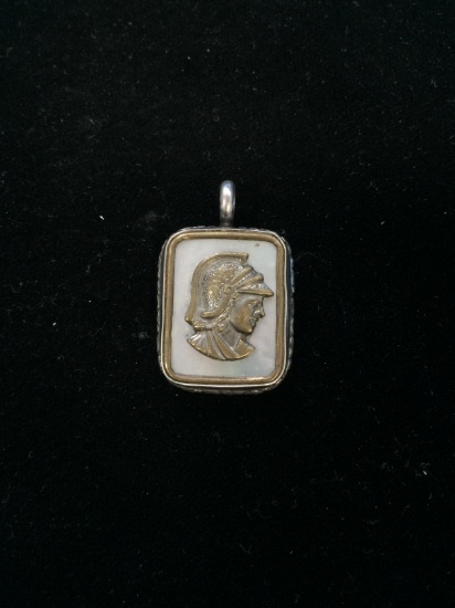 Old Pawn Sterling Silver & Abalone Warrior Pendant