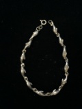 Carved Sterling Silver Dolphin Link Chain 7.5