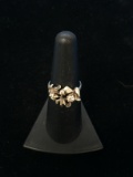 Vintage Modernist Sterling Silver & White Gemstone Ring - Size 6.5