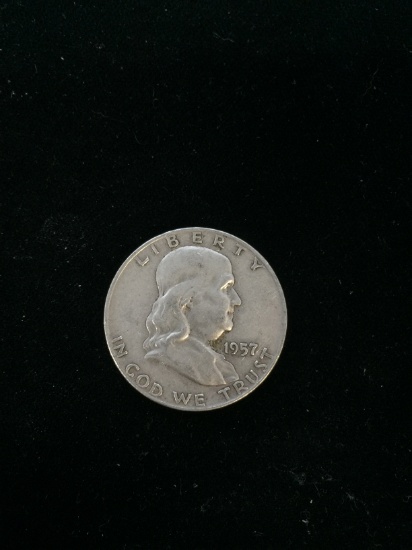 1957-D United States Franklin Silver Half Dollar - 90% Silver Coin