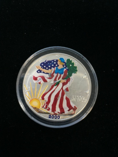 2000 U.S. 1 Troy Ounce .999 Fine Silver American Eagle COLORIZED Silver Bullion Round Coin