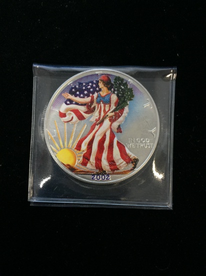 2002 U.S. 1 Troy Ounce .999 Fine Silver American Eagle COLORIZED Silver Bullion Round Coin