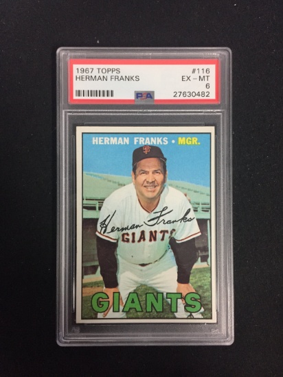 GRADED 1967 Topps #116 Herman Franks Giants PSA 6 EXMT - A029