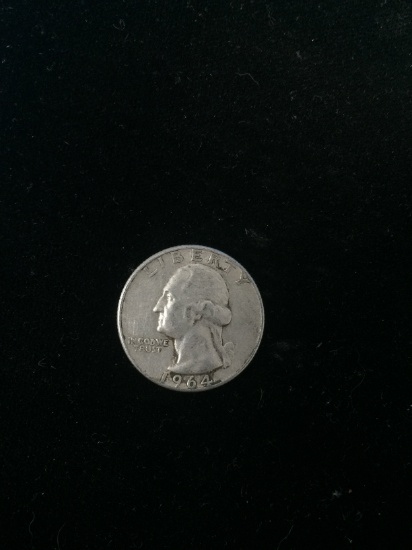 1964 United States Washington Quarter Dollar - 90% Silver Coin