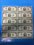 1 Consecutive Serial Numbered 1976 United States Jefferson $2 Currency Bill Note - MINT