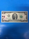 1976 United States Jefferson $2 Currency Bill Note with First Day Issue Stamp - Bicentennial