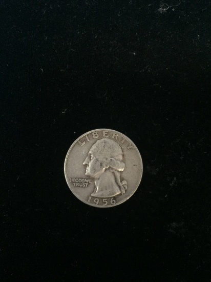 1956-D United States Washington Quarter Dollar - 90% Silver Coin