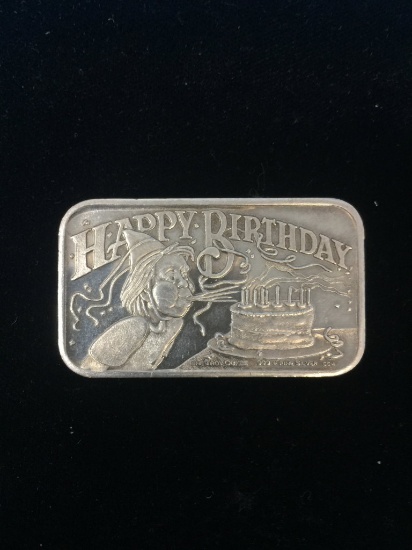 1 Troy Ounce .999 Fine Silver Happy Birthday Silver Bullion Bar
