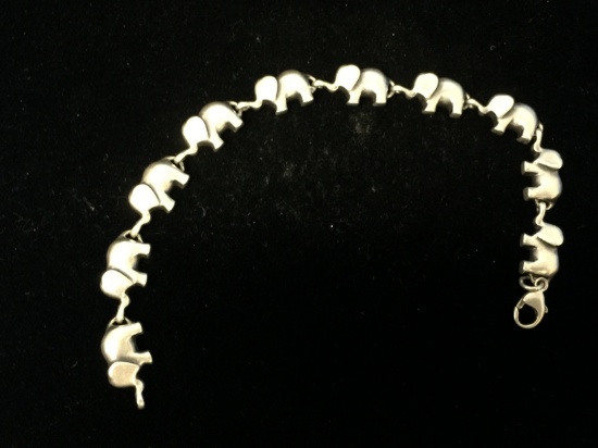 7.5" Sterling Silver Elephant Chain Link Bracelet
