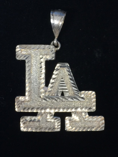 Extra Large 3" Sterling Silver "LA" Los Angeles 28 Gram Pendant